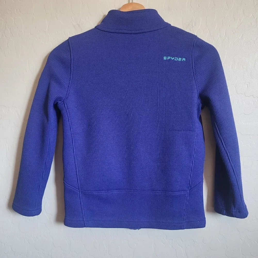 Spyder Encore Full Zip Jacket Fleece Lined Mock Neck Indigo Blue Size Kids 10-12